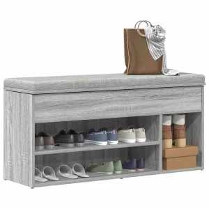 vidaXL Shoe Bench Grey Sonoma 102x30.5x45 cm Engineered Wood