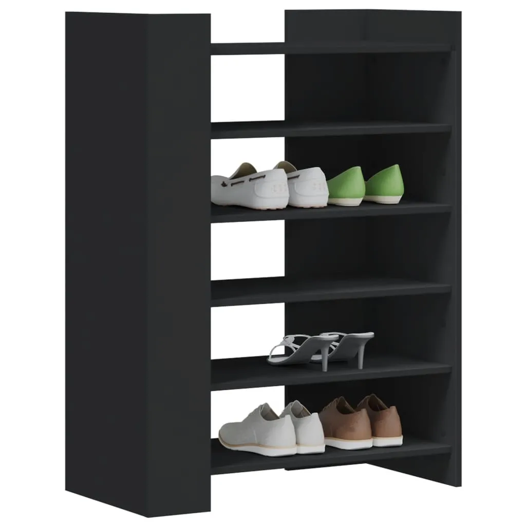 vidaXL Shoe Cabinet Black 74.5x37.5x100 cm Engineered Wood