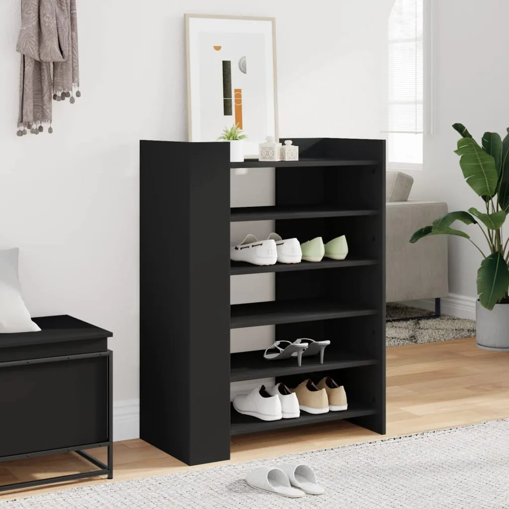 vidaXL Shoe Cabinet Black 74.5x37.5x100 cm Engineered Wood