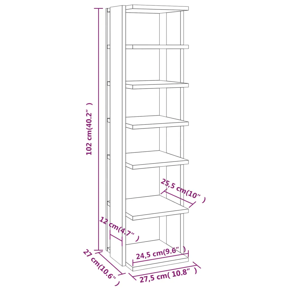 vidaXL Shoe Cabinet High Gloss White 27.5x27x102 cm Engineered Wood