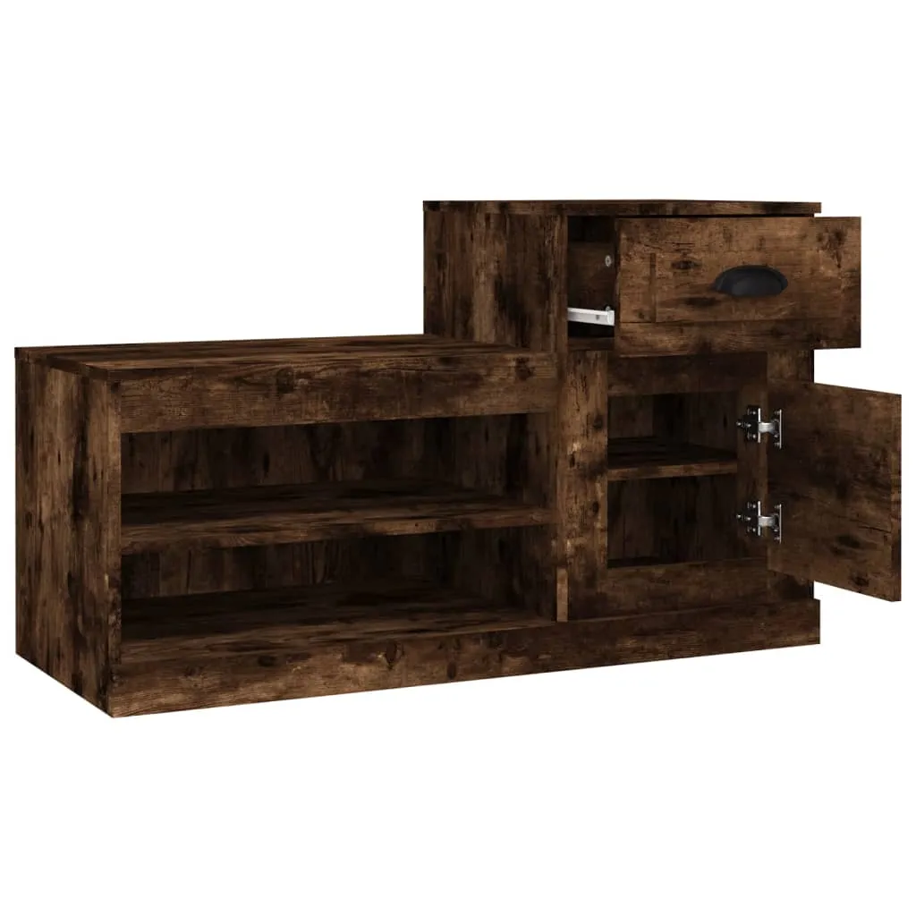 vidaXL Shoe Cabinet Smoked Oak 100x42x60 cm Engineered Wood