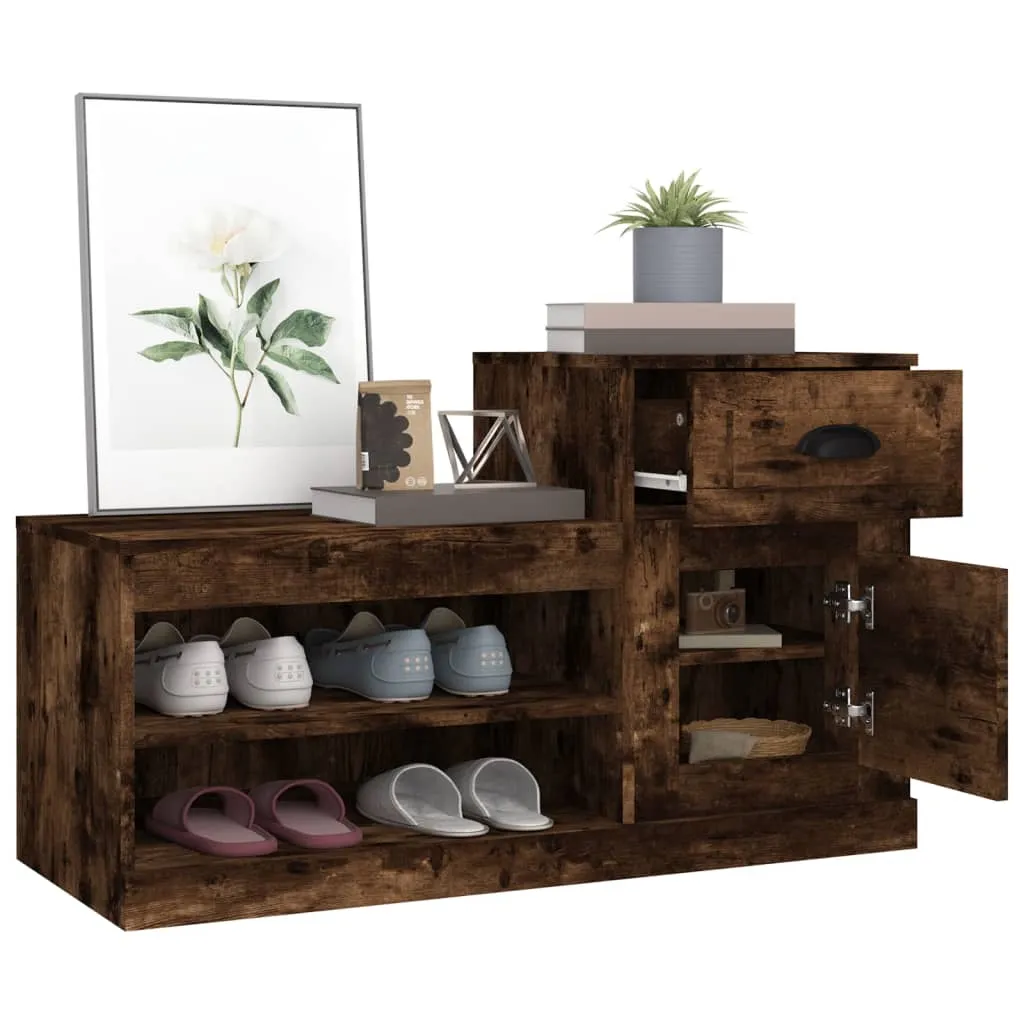 vidaXL Shoe Cabinet Smoked Oak 100x42x60 cm Engineered Wood