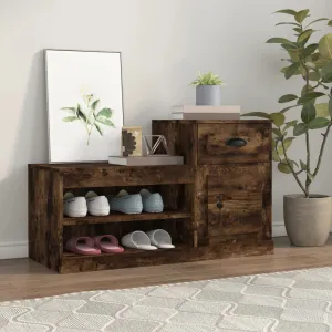 vidaXL Shoe Cabinet Smoked Oak 100x42x60 cm Engineered Wood