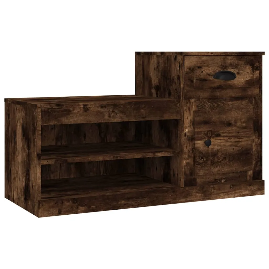 vidaXL Shoe Cabinet Smoked Oak 100x42x60 cm Engineered Wood