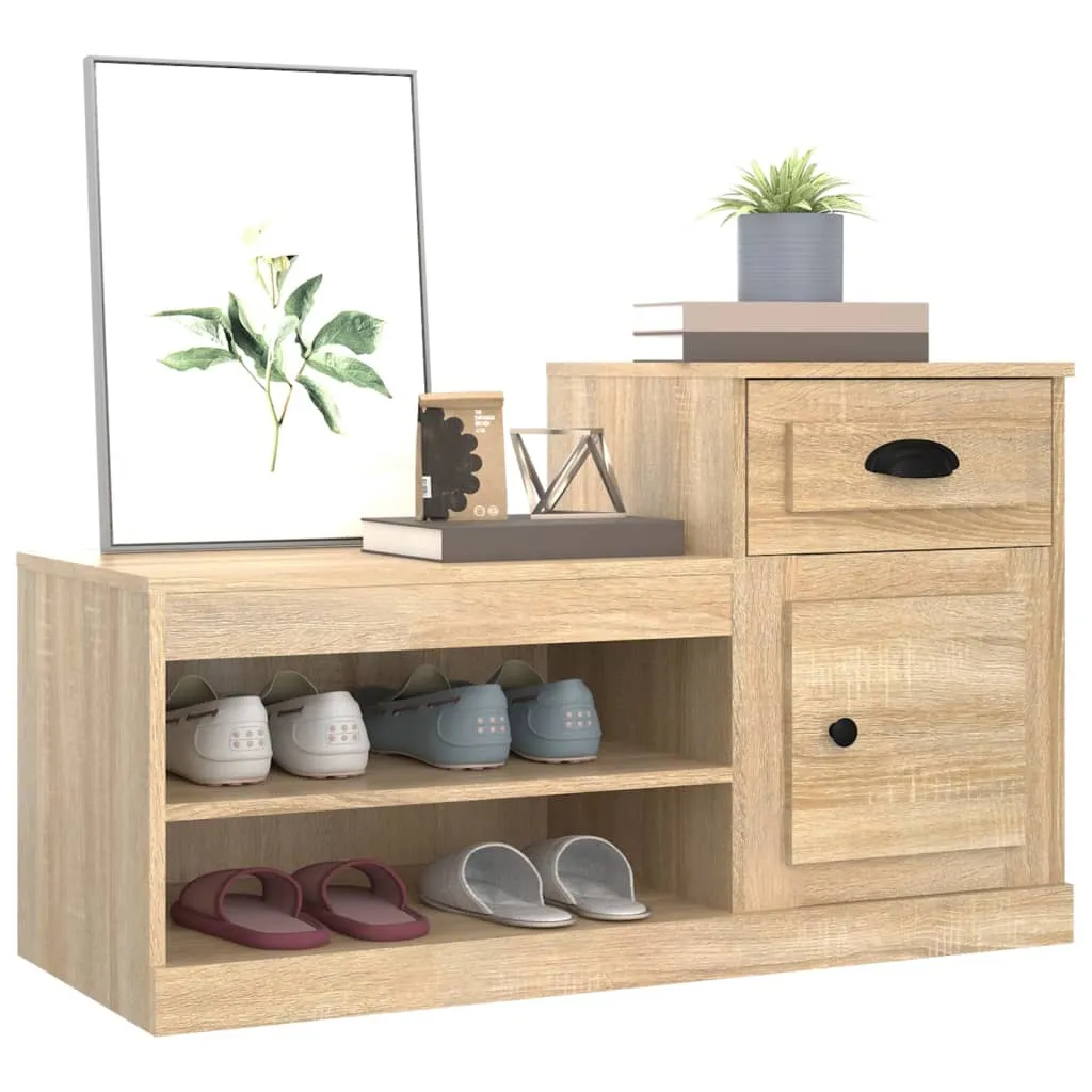 vidaXL Shoe Cabinet Sonoma Oak 100x42x60 cm Engineered Wood