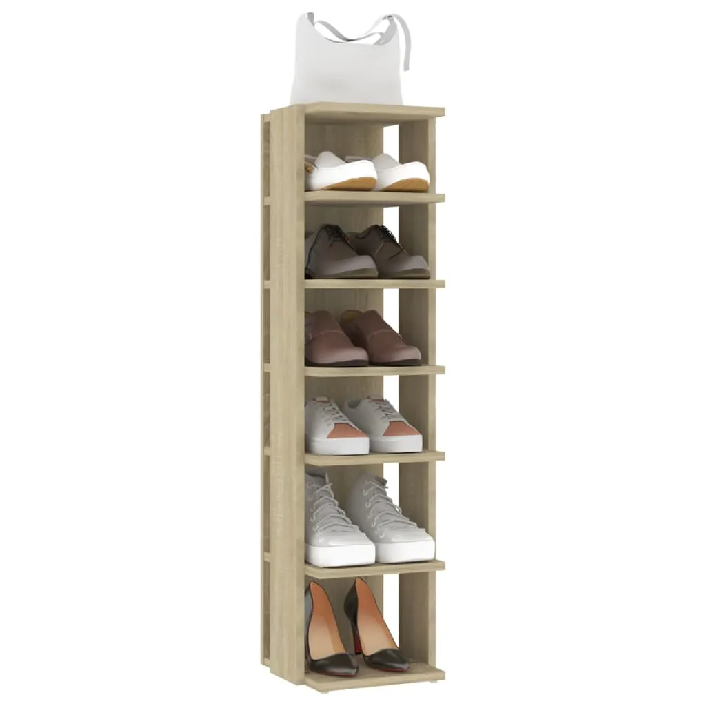 vidaXL Shoe Cabinet Sonoma Oak 27.5x27x102 cm Engineered Wood