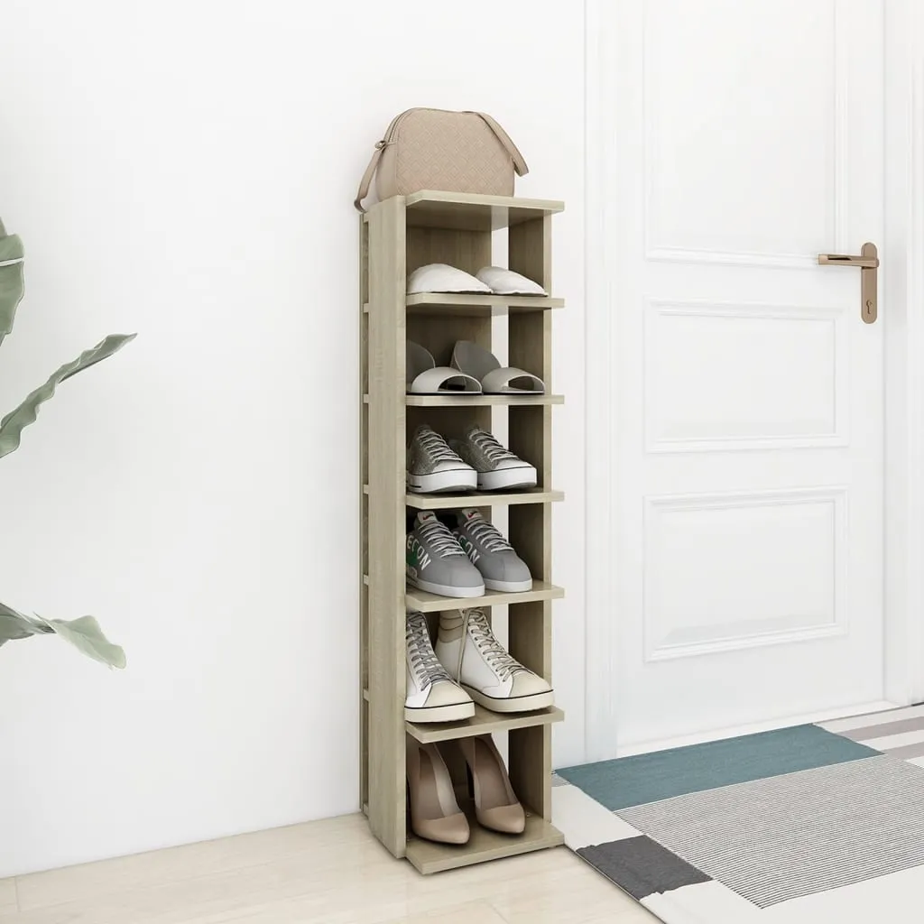 vidaXL Shoe Cabinet Sonoma Oak 27.5x27x102 cm Engineered Wood