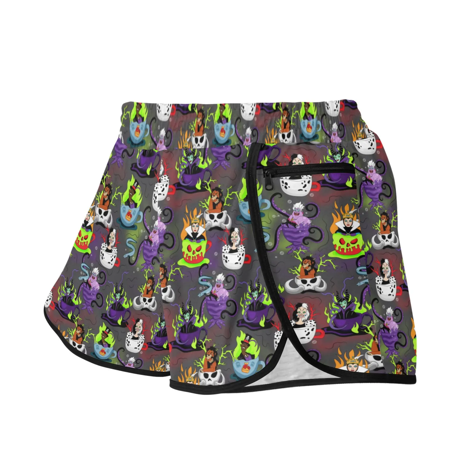 Villains Tea Cups Women's Athletic Sports Shorts