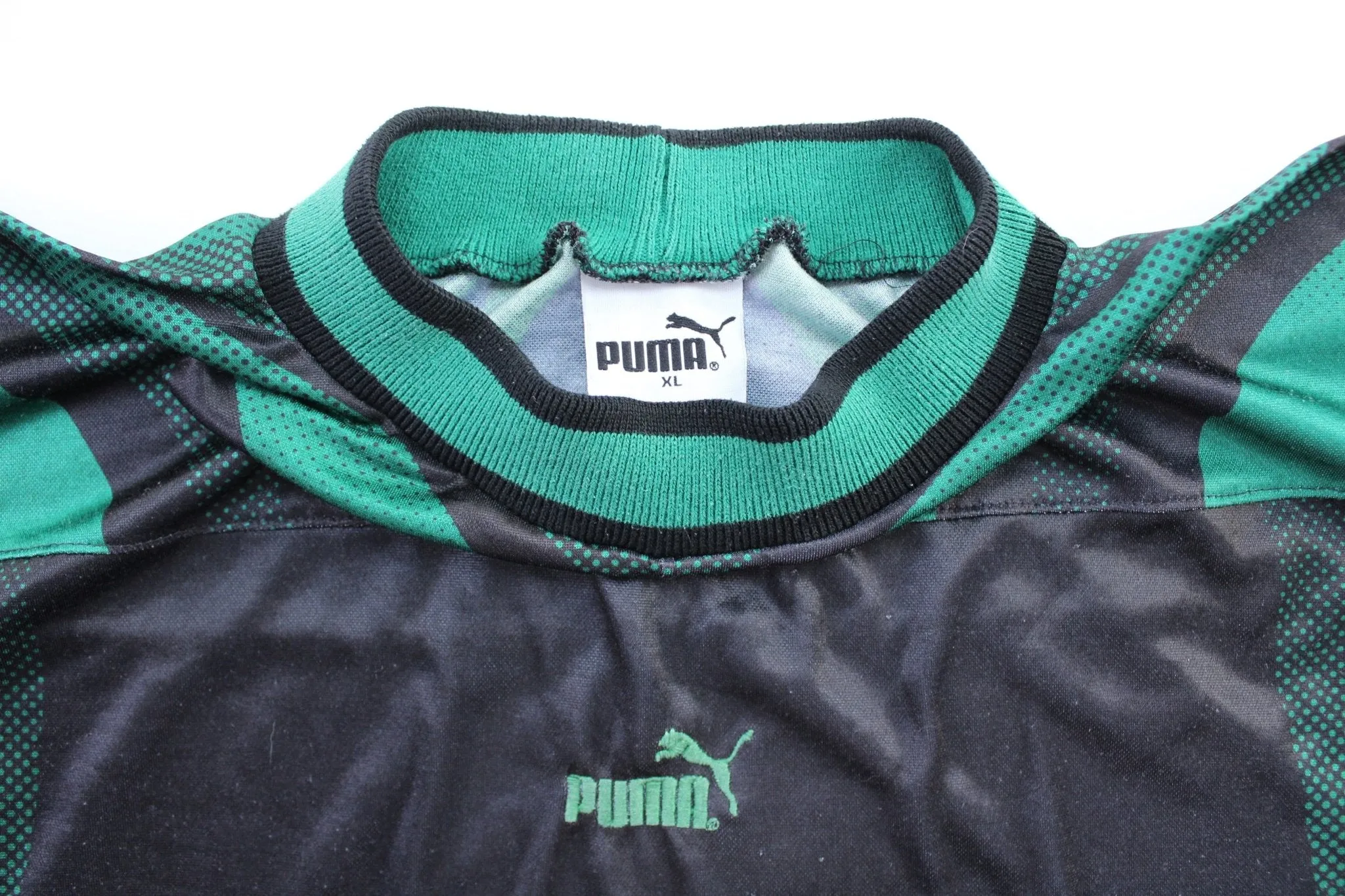 Vintage Puma Embroidered Logo Blue, Black, & Green Jersey