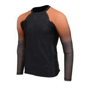 X-Fitness XFM7000 Men's Black and Brown Long Sleeve Compression Rash Guard Athletic Shirt- MMA, BJJ, Wrestling, Cross Training