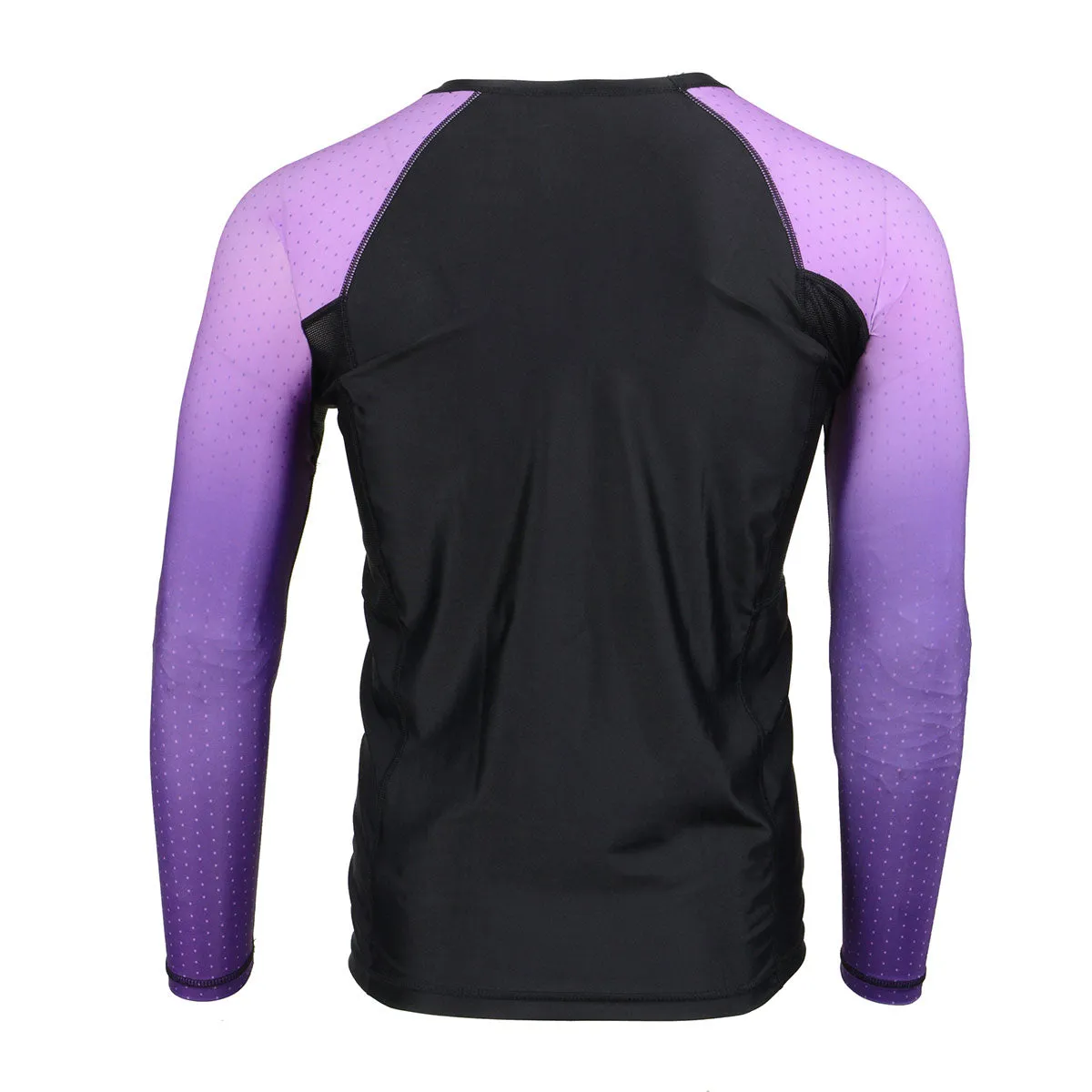 X-Fitness XFM7000 Men's Black and Purple Long Sleeve Compression Rash Guard Athletic Shirt- MMA, BJJ, Wrestling, Cross Training