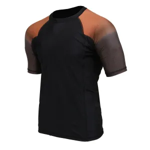 X-Fitness XFM7001 Men's Black and Brown Short Sleeve Compression Rash