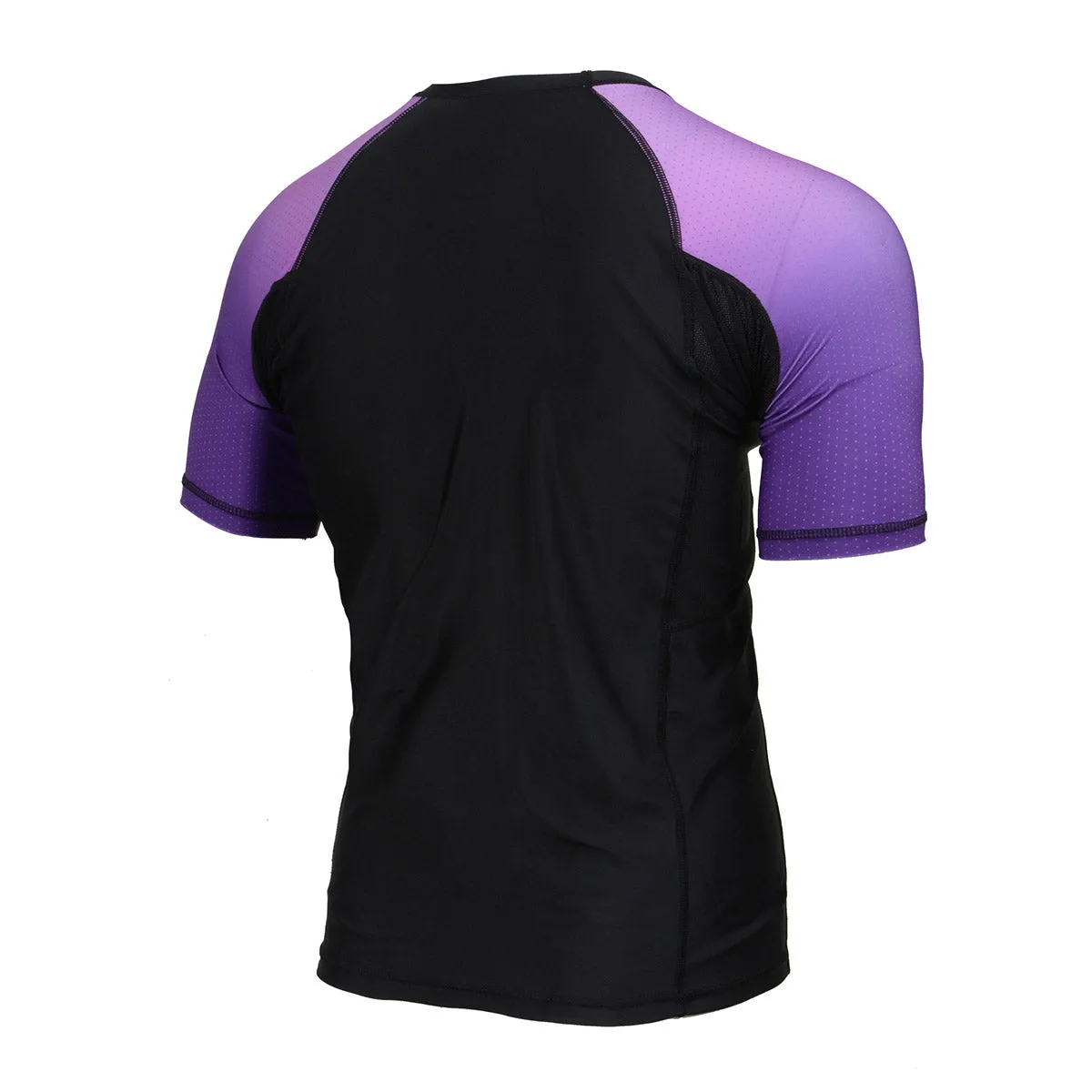 X-Fitness XFM7001 Men's Black and Purple Short Sleeve Compression Rash Guard Athletic Shirt- MMA, BJJ, Wrestling, Cross Training