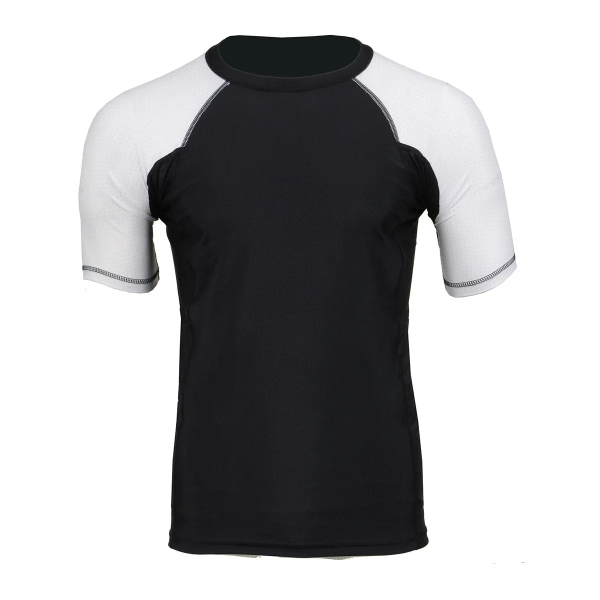 X-Fitness XFM7001 Men's Black and White Short Sleeve Compression Rash