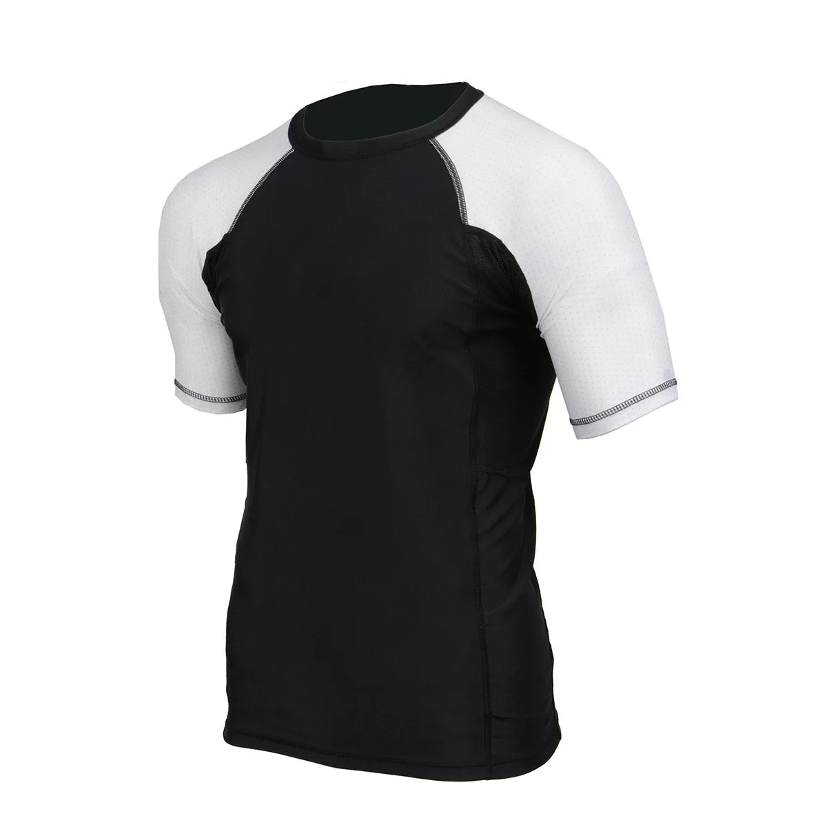 X-Fitness XFM7001 Men's Black and White Short Sleeve Compression Rash